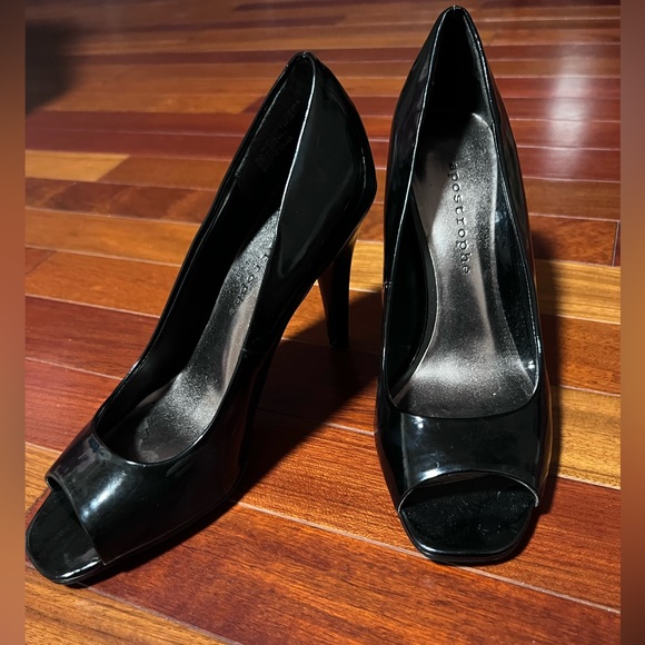 Black open toe heels stiletto - Picture 1 of 6